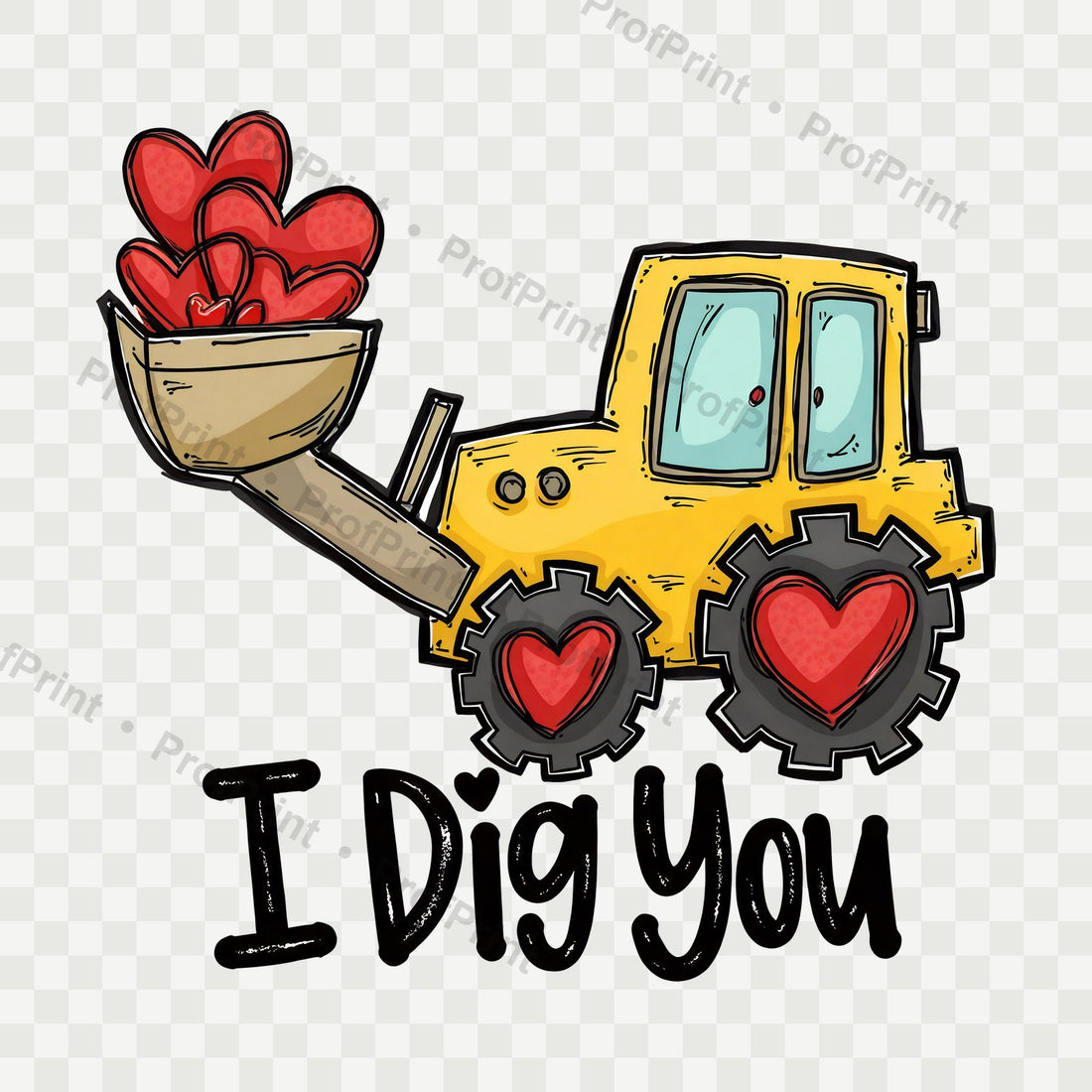 I Dig You Heart Truck DTF Transfer