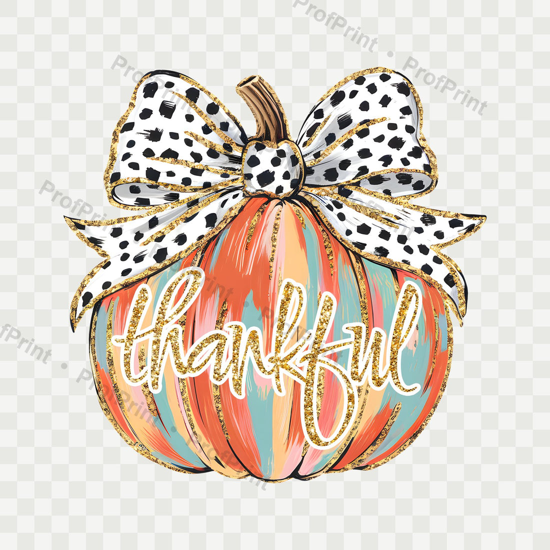 Thankful Pumpkin Bow DTF Transfer