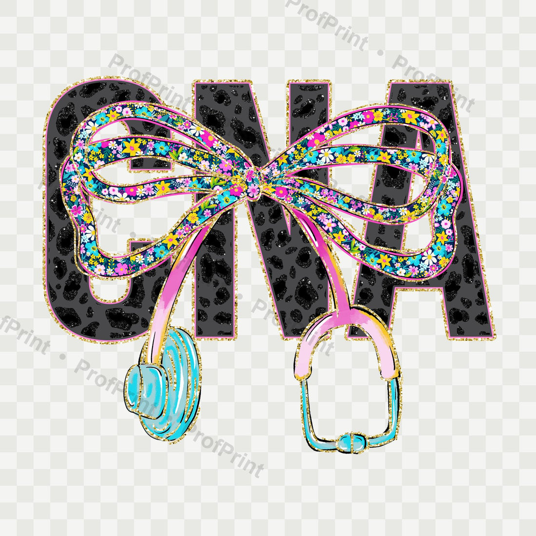 Floral CNA Bow DTF Transfer