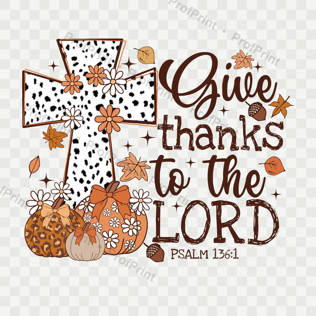 Give Thanks Pumpkin DTF Transfer