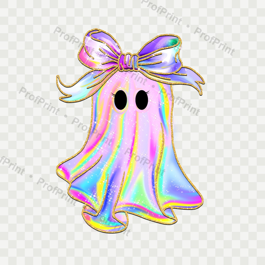 Rainbow Ghost Bow DTF Transfer