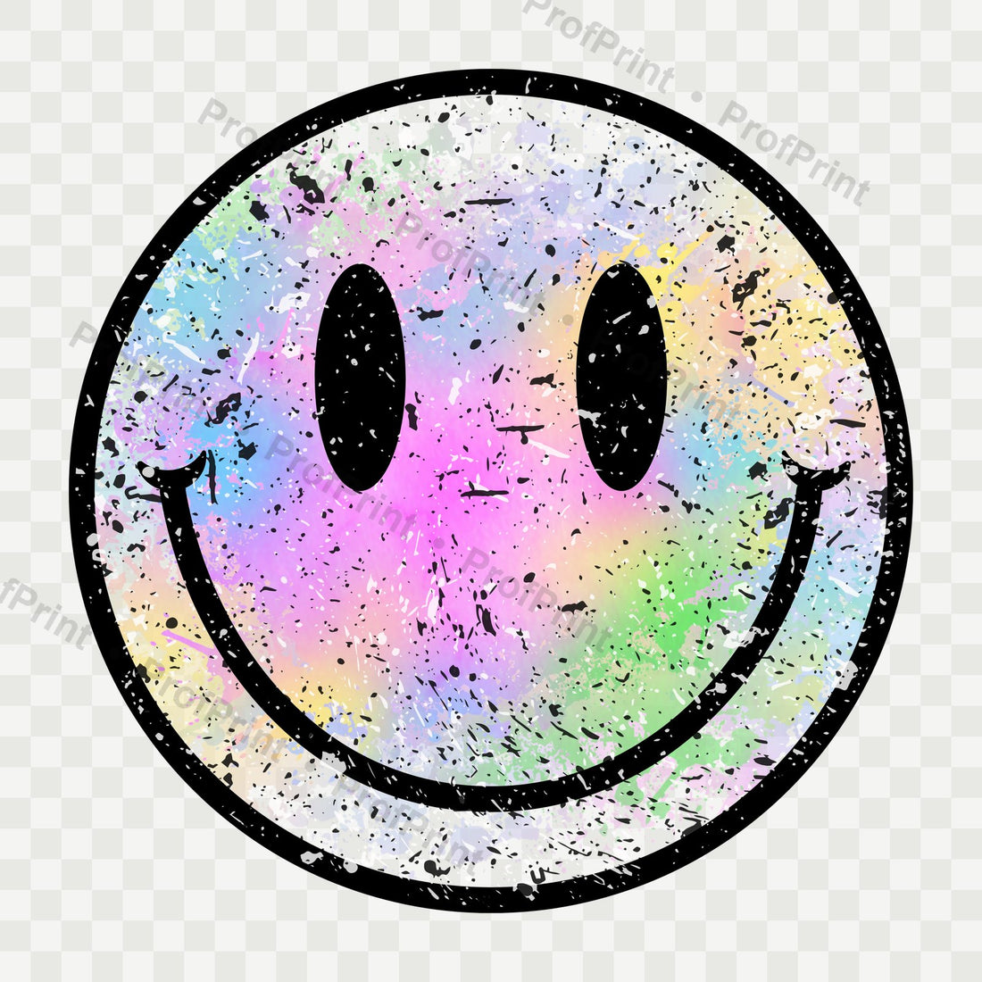 Rainbow Splash Smiley DTF Transfer