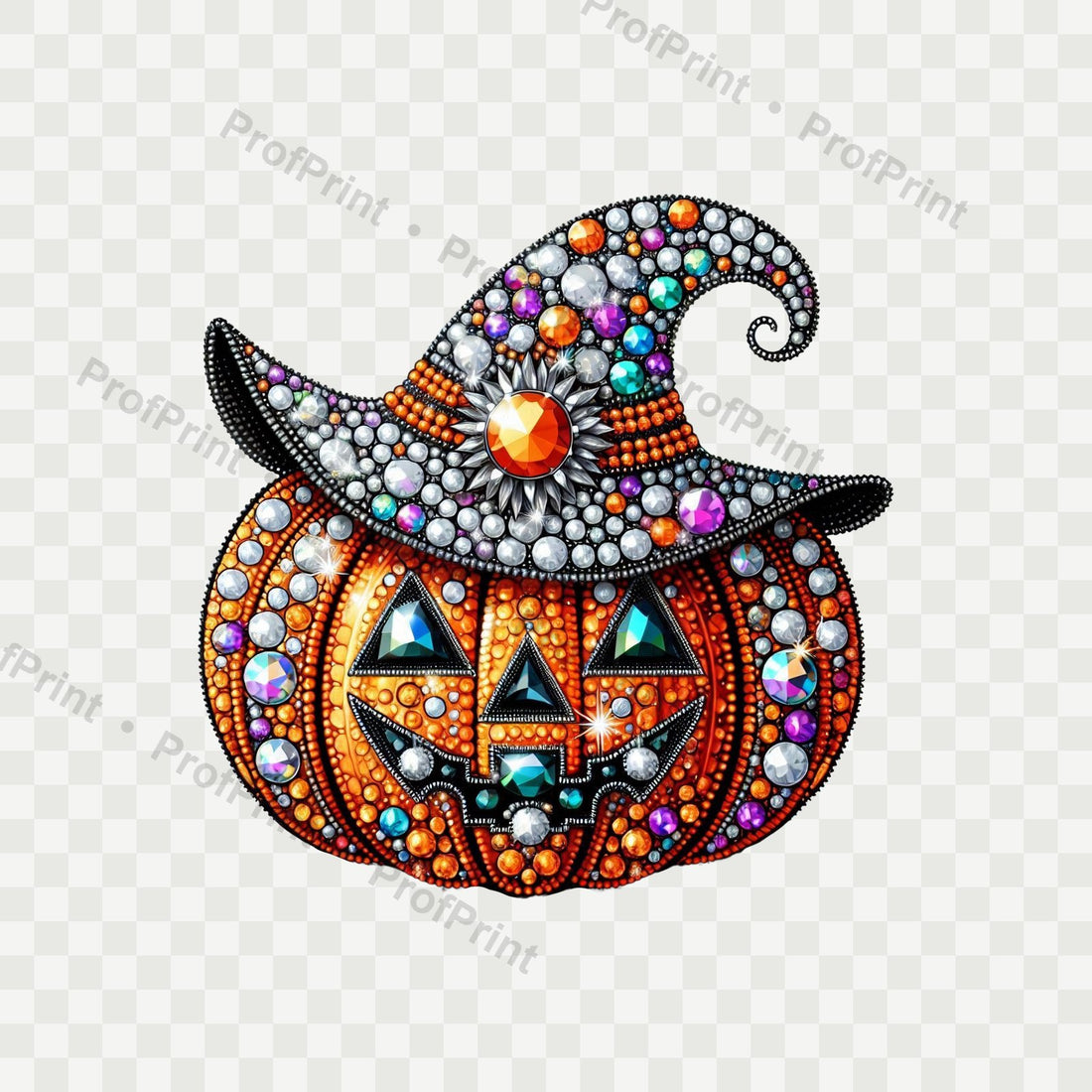Glitter Pumpkin Witch Hat DTF Transfer