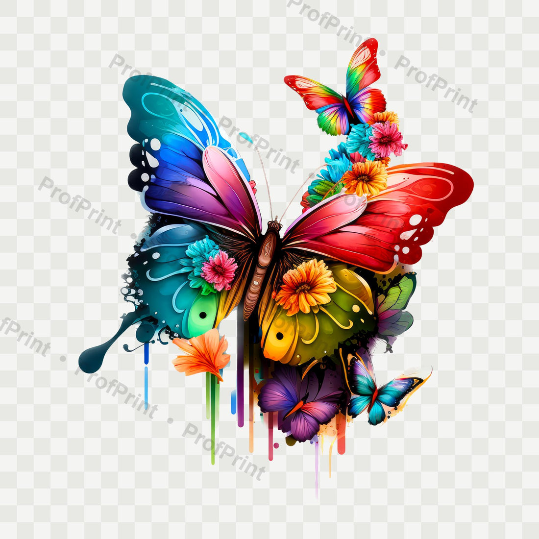 Rainbow Butterfly Spring DTF Transfer