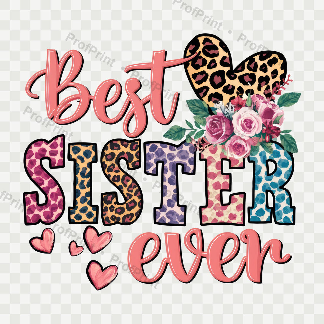 Leopard Floral Sister DTF Transfer