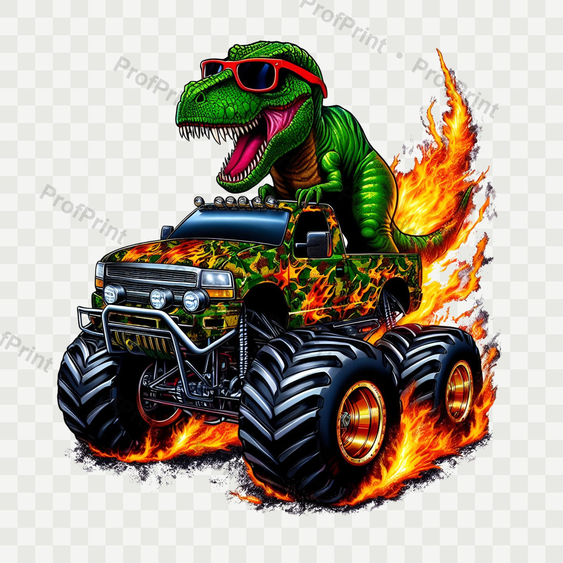 T-Rex Monster Truck DTF Transfer