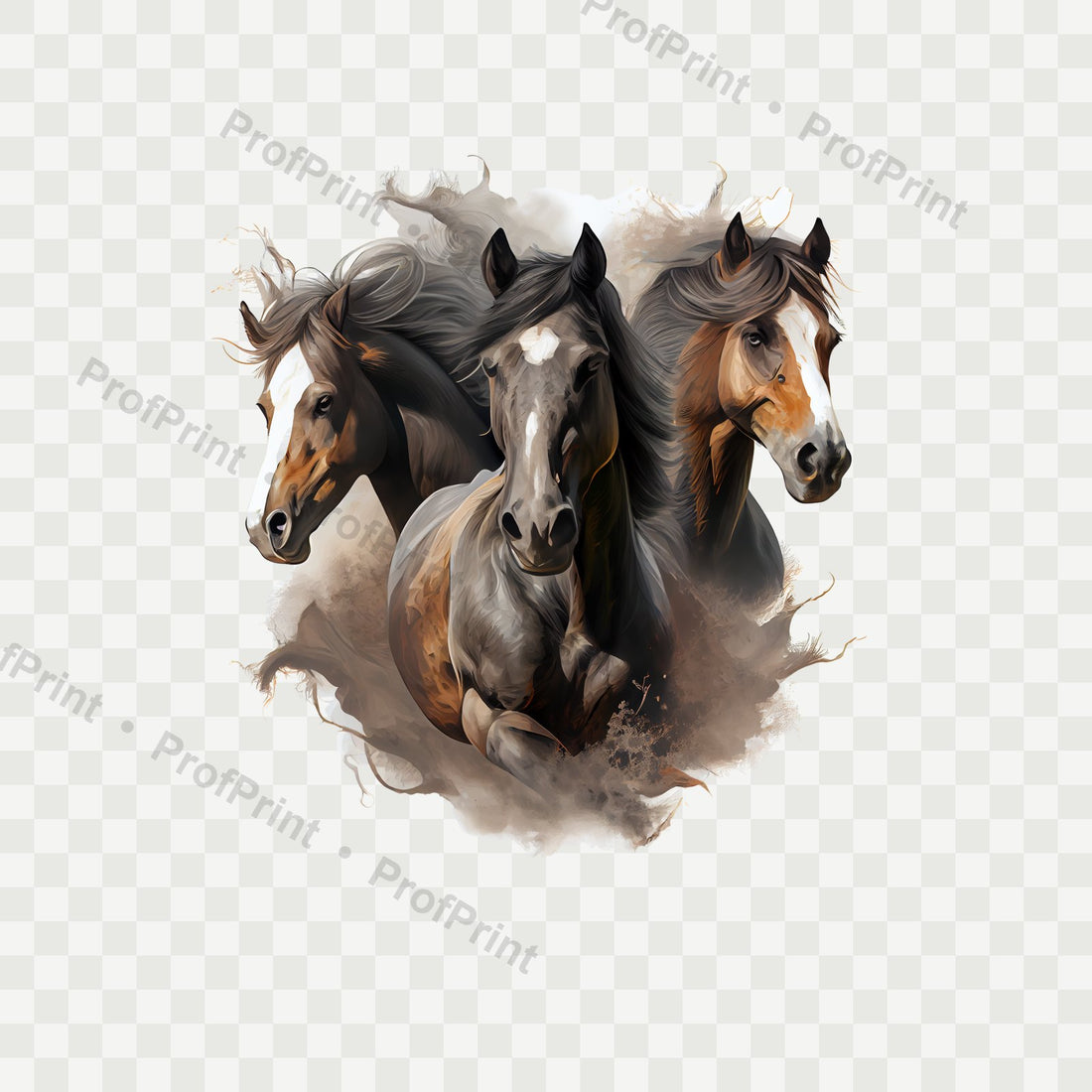 Three Horses Western DTF Transfer