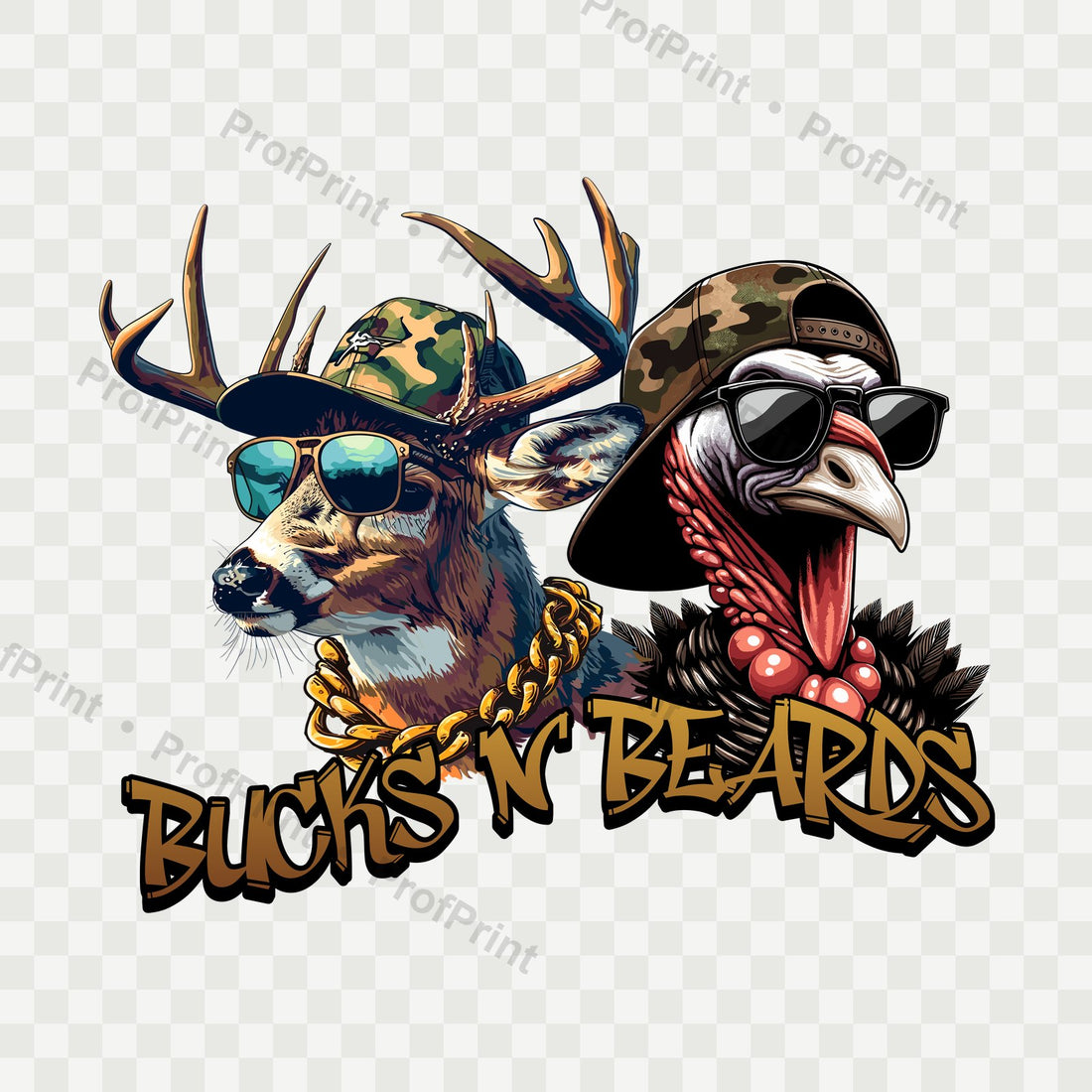 Bucks and Beards DTF Transfer