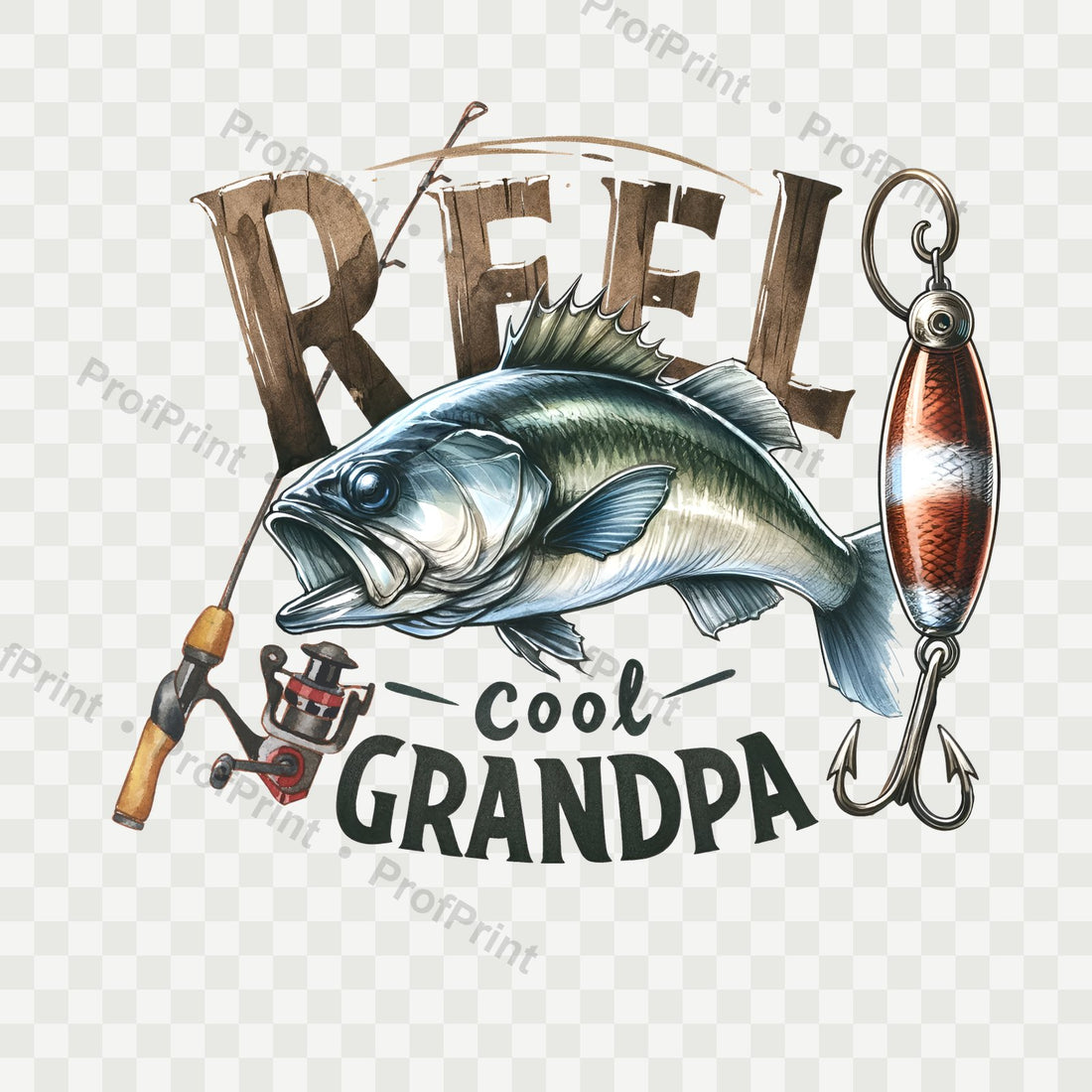 Reel Grandpa Fishing DTF Transfer