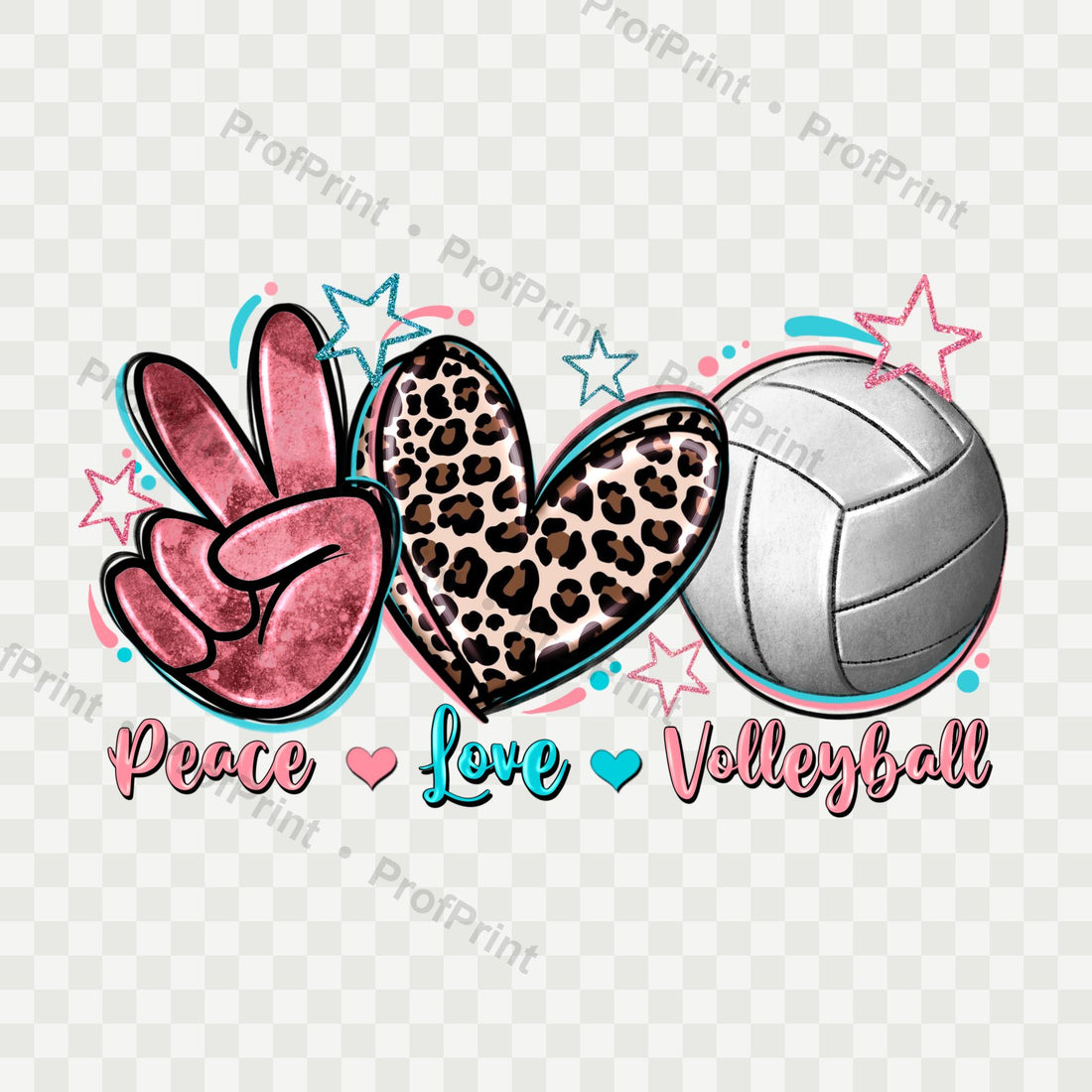 Peace Love Volleyball DTF Transfer